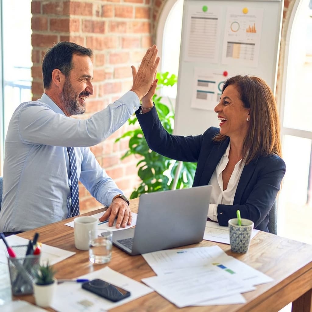 Business team celebrating success